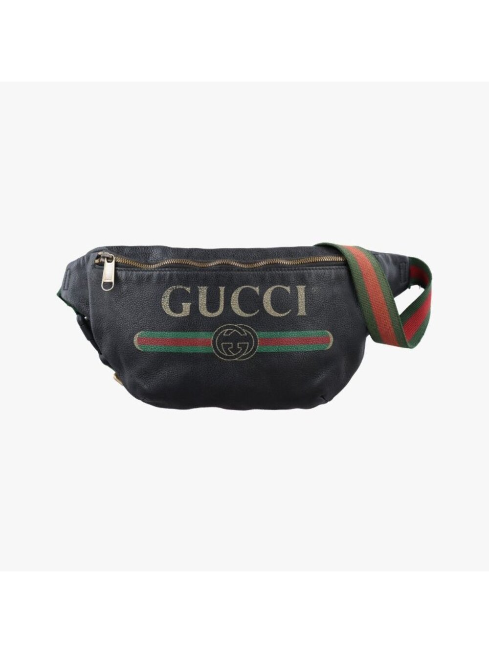 Gucci Print Black Leather Handbag